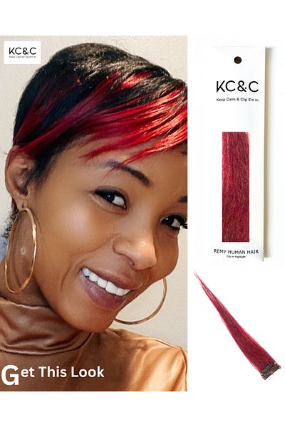 keep calm Cherry Red Highlights Clip-in Extensions Real Human Hair