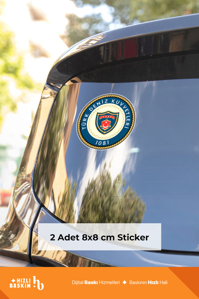 Hızlı Baskım Türk Deniz Kuvvetleri Logo 8 cm 2 Adet | Araç Ön Cam Sticker Cam...