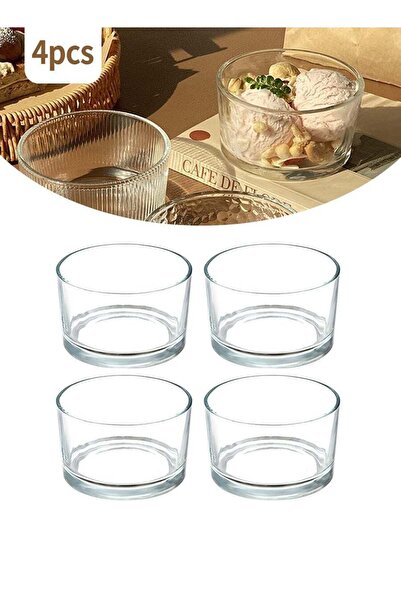 Generic Set of 4 Clear Glass Bowls, Multi-functional Glass Bowls, Can be used...