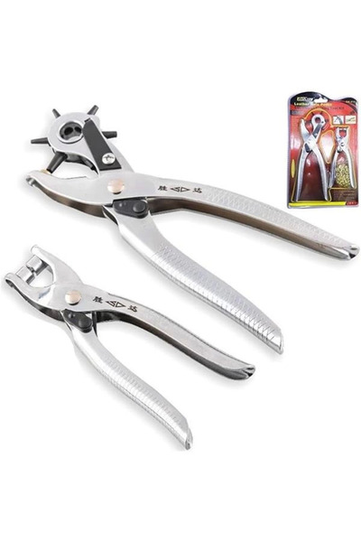 AyrStore ® 2'li Kemer Delme Pensesi Seti - 6 Ayarlı Deri Delici Pense + Çıtçı...