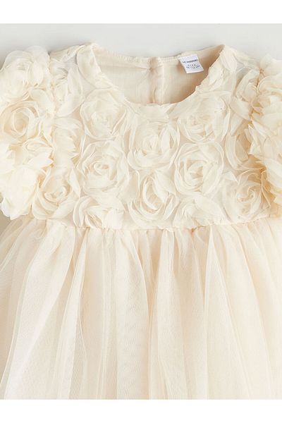 LC Waikiki Create Your Style from Uzg Store |   Crew Neck Flower Appliqued Girl's Dress
