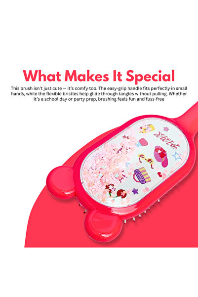 glitters Cute Kids Sprinkle Hair Brush, Ultra Flexible Detangling Bristles, Scalp Friendly