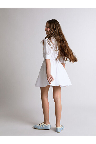 LC Waikiki Rmz Gi̇yi̇m Farkiyla Kr Double-Breasted Oba Collar Girl's Dress