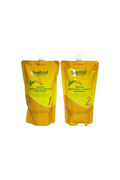 BREMOD مجموعة إعادة ربط الشعر بالكيراتين والحرير المستقيم 1 و2