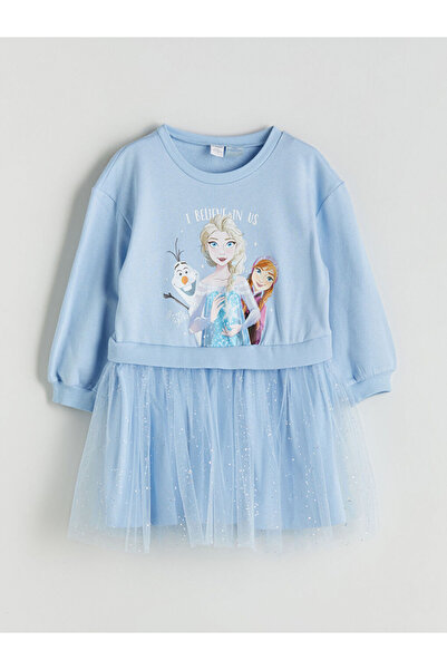 LC Waikiki MG TRENDEN Rochie albastră pentru fete cu imprimeu Frozen