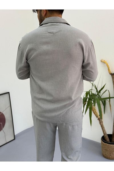 Baycombine35 Men's Long Sleeve Button down Light Fabric Linen Shirt