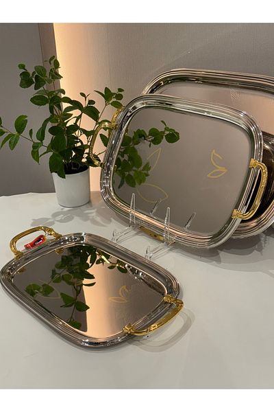 aljahwari Serving set of 3 sizes, gold nickel