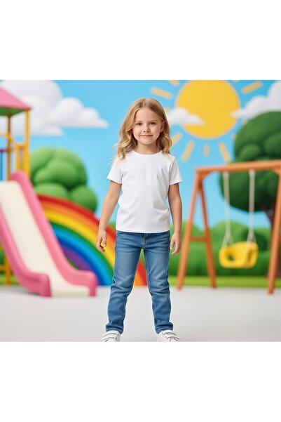 CDA Tricou pentru fetiță cu gât roșu