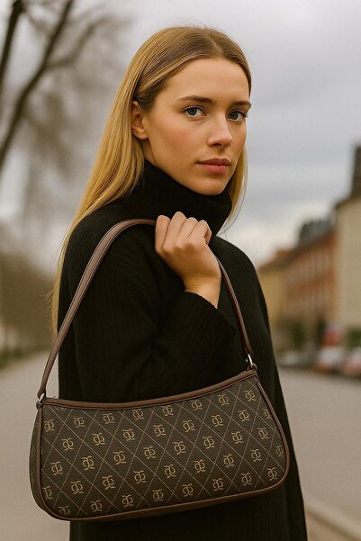 LADİN BAGİTTA Farme Monogram Baget ve Çapraz Çanta Kahverengi