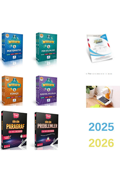 paraf yayınları 7. Sınıf İnteraktif Mat Fen Türk ve Sosyal Set + Strateji Gün Gün Paragraf + Problem Priz TUTUCULU