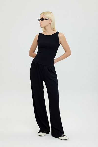 SHEISMONO Ultra Soft Straight Cut Loose Trousers Black