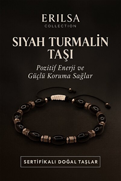 Erilsa سوار من حجر التورمالين الأسود المعتمد - مجوهرات توفر طاقة إيجابية وحما...