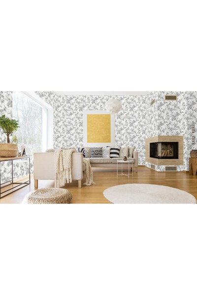 Adawall Tropicano Çiçek Desenli Trend Duvar Kağıdı 9914-1, Beyaz | Ce, Iso 90...