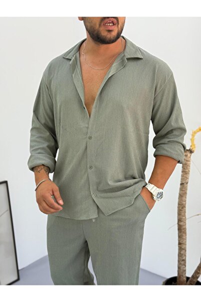 Baycombine35 Πουκάμισο με μακρυμάνικο ύφασμα με κουμπιά, unisex