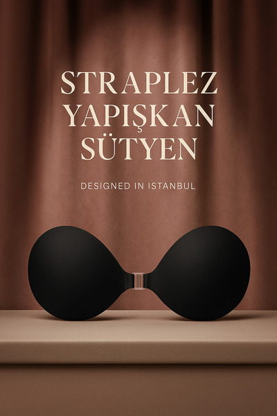 Urrenn Straplez Yapışkan Sütyen – Göğüs Ucu Kapatıcı Dekolte Sütyeni Silikon | Ten, Siyah, Leopar
