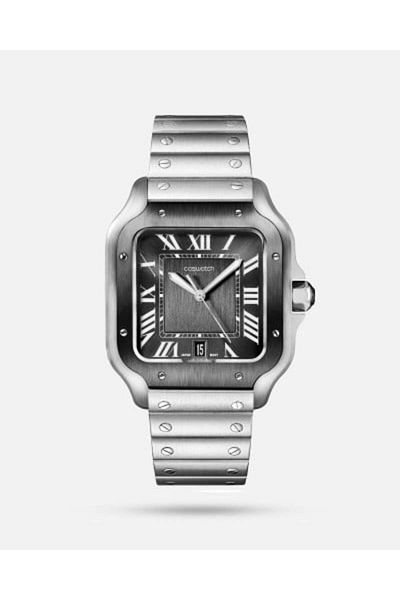 CASWATCH Men's Square Watch in Silver and Black
