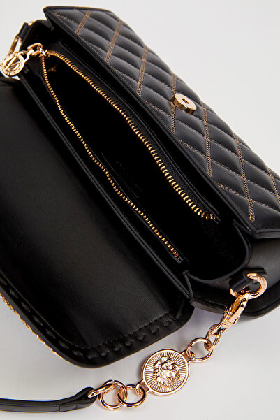 Levidor Kapitone ve Metal Zincir Detaylı Şık Kadın Omuz Çantası 930390 Siyah