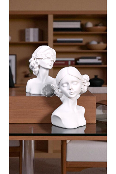 Minima Art Studio Dekoratif 2’li Kadın Büst Obje Seti Minimalist Modern Tasarım