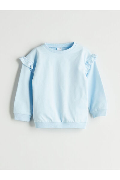 LC Waikiki Blue Crew Neck Girl's Sweatshirt