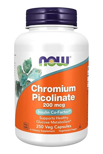 Now Foods 250 كبسولة نباتية من بيكولينات الكروم 200 ميكروغرام