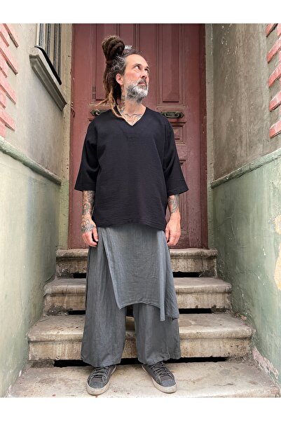 Bohoyasam Unisex Keten Pantolon, Doğal Kumaşlı Bol Paça, Yazlık Rahat Pantolon, Bohem Salaş Erkek Kadın