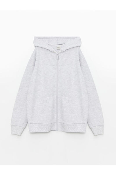 LC Waikiki Quality Parts from Celebi Store |   Hooded Basic Long Sleeve Girls Zippered Sweatshirt