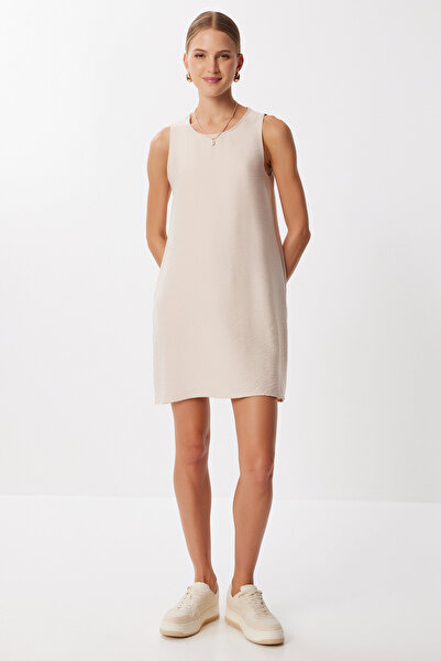 Lovelyİstanbul Αμάνικο Λινό Φόρεμα Βισκόζης LJH0001 ΚΡΕΜΑ