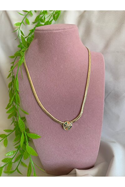 Ebruli İtalyan Zincir Leyla(Serenay) Model Renkli Çelik Kolye