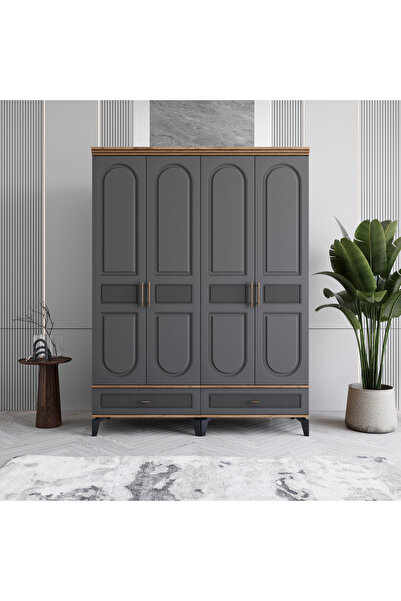 MONZIO Libra 4 Kapaklı Çekmeceli Gardırop %100 MDF