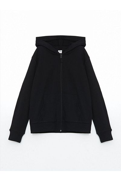 LC Waikiki Quality Parts from Celebi Store |   Hooded Basic Long Sleeve Girls Zippered Sweatshirt