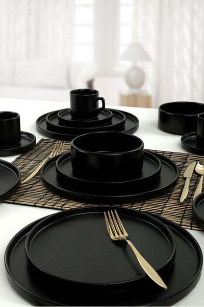 Asi Home Set Vesela 20 Piese, Asi Home Wonderful Black, Ceramica, Negru Mat