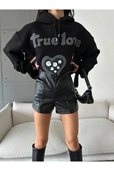 zarifkadın 3 κλωστές ριχτάρι oversize true printed sweat μαύρο