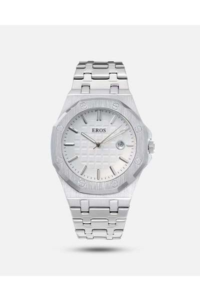 Eros Men's Silver Watch with 3-Year Warranty