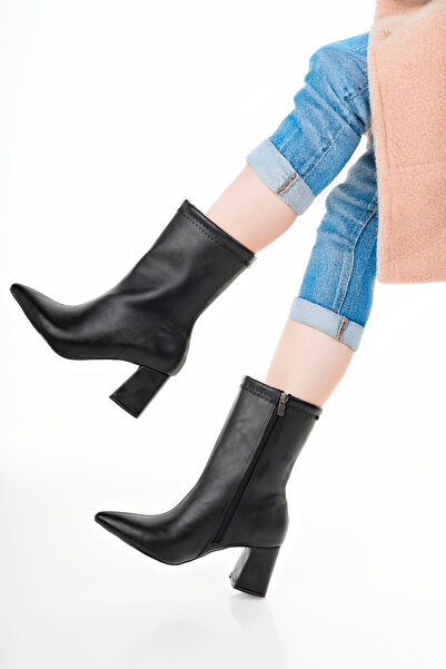 Lavina Footwear Lady Deri Sivri Burun Yandan Fermuarlı Topuklu Bot