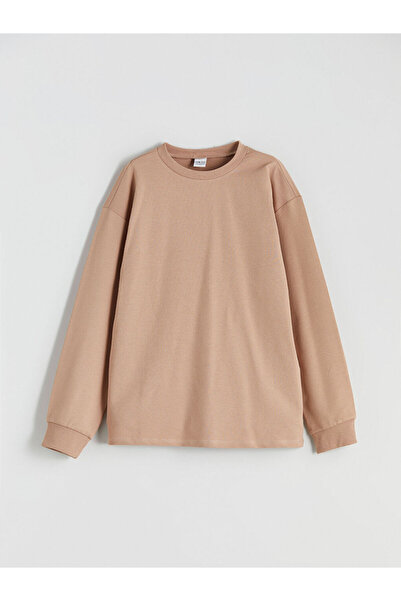 LC Waikiki Beige Crew Neck Basic Girl's Sweatshirt