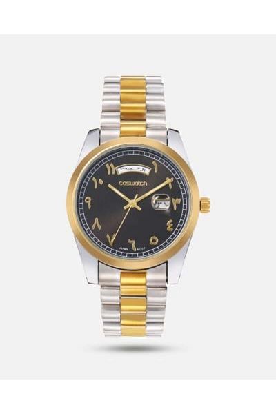CASWATCH Men's Watch Similar to ROLEX Silver and Gold with Black Dial