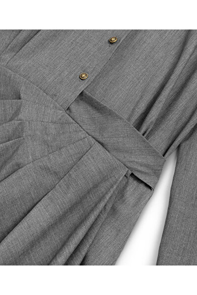 Machka Metal düğmeli drapeli elbise