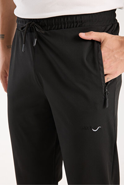 RDR-X Erkek Siyah Ayarlanabilir Paça Rahat Kesim Dalgıç Kumaş Eşofman Altı