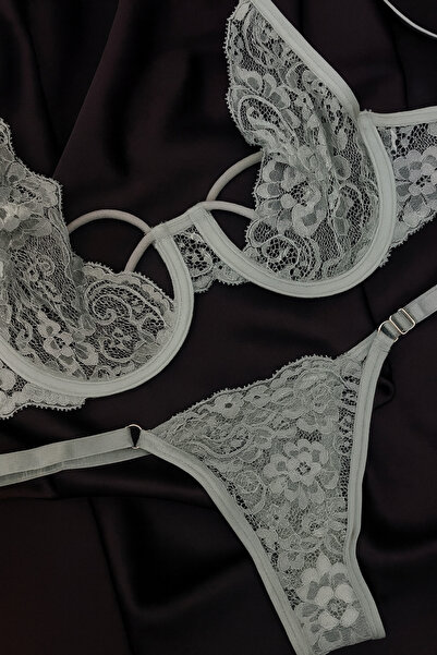 Ponpon Collection Melek Kanadı Tasarımlı Dantel İç Çamaşırı TAkımı