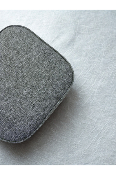 Lütfiye Gündoğan Gri Keten Puf – Gri | 40x40 cm Kompakt, Modern Oturma & Dekoratif Makyaj Masası Pufu