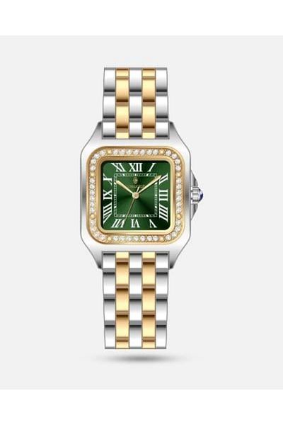 CASWATCH Women's Watch with Two-Tone Steel Strap and Green Dial