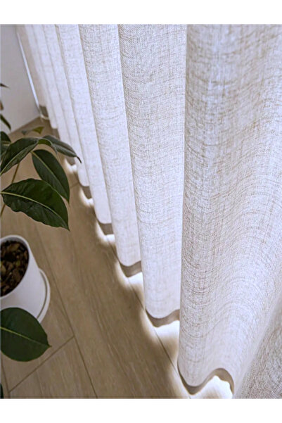Ran Perde Koyu Krem - İnce Dokulu Keten Fon Perde - Pilesiz Düz Dikim