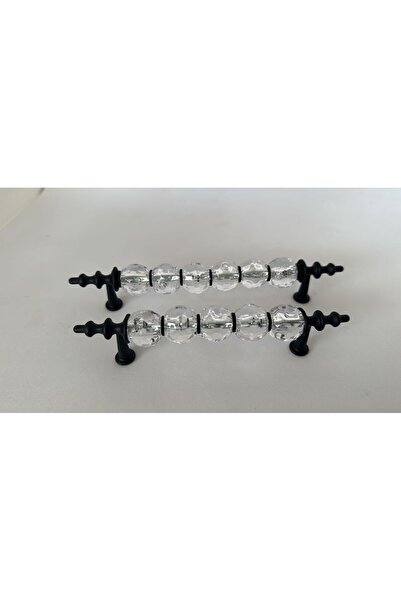 sepetra Polimer 96 Mm Şeffaf Kristal Boncuk Siyah Kulp Dolap Mutfak Çekmece V...