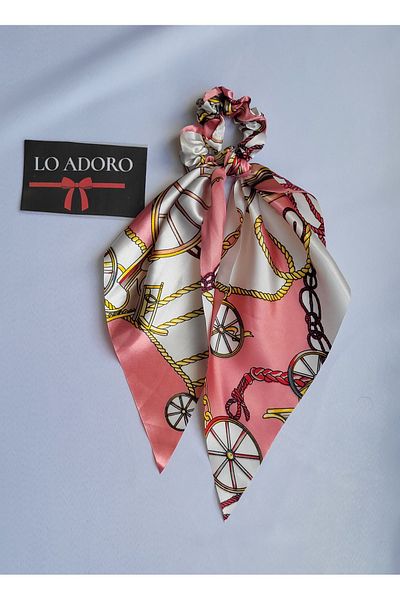 LO ADORO Scarf Rubber Buckle Satin Leopard Chain Detail Shawl Elastic Buckle Floral Hair Accessory Ponytail