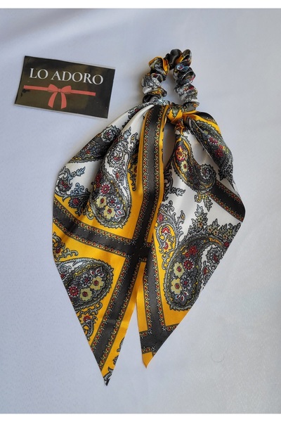 LO ADORO Scarf Rubber Buckle Satin Leopard Chain Detail Shawl Elastic Buckle Floral Hair Accessory Ponytail