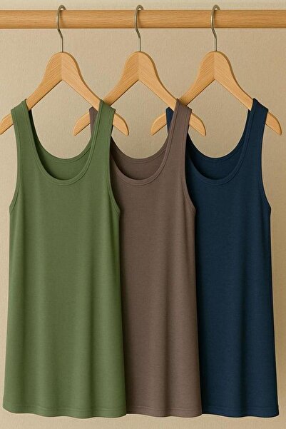COTENCONCEPT 3 Pieces A-Line Comfortable Fit Basic Thick Strap Undershirt T-S...