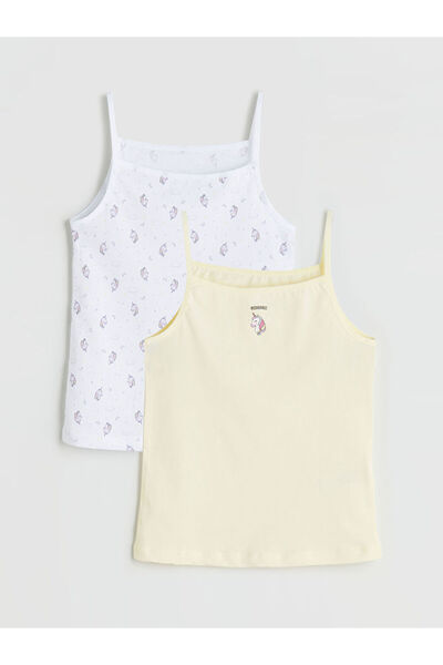 LC Waikiki Sparkling Choices from Shining Store |   Strappy Square Neck Printed Girls' Tank Top 2-Pack