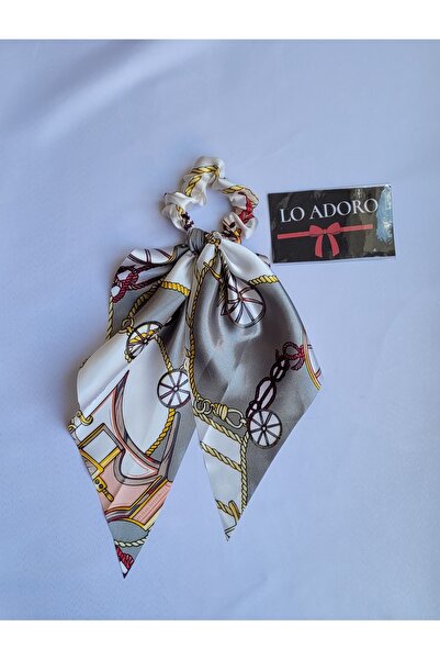 LO ADORO Scarf Rubber Buckle Satin Leopard Chain Detail Shawl Elastic Buckle Floral Hair Accessory Ponytail