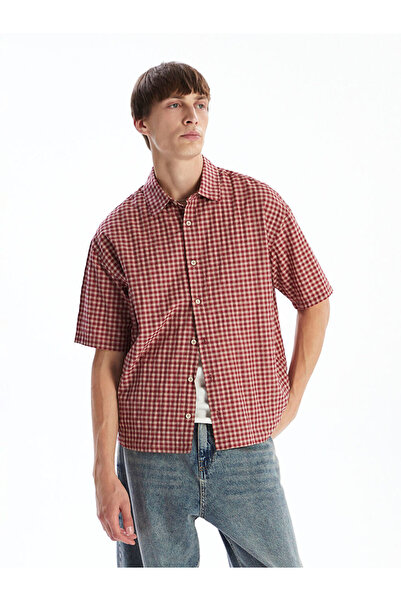 LC Waikiki Comfortable Fit Short Sleeve Checked Embroidered Men's Shirt from ...