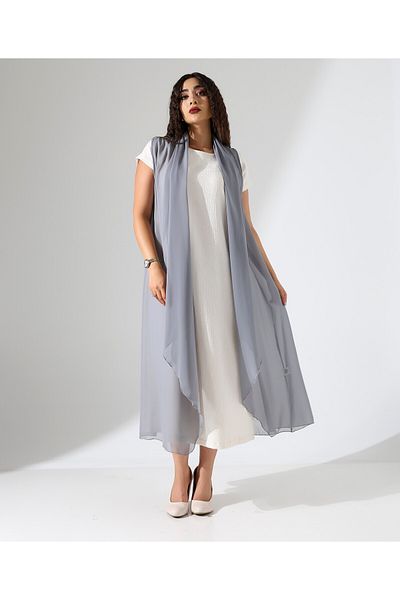 Fi'l Arz Fashion Shawl Collar Chiffon Vest